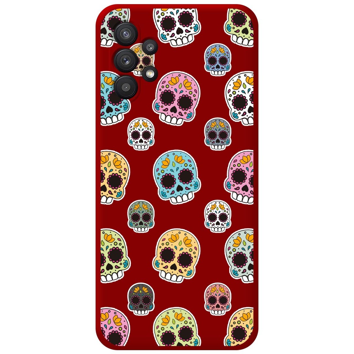 Funda Silicona Líquida Roja para Samsung Galaxy A32 5G diseño Catrina Dibujos