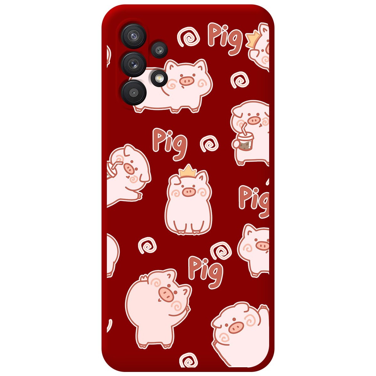 Funda Silicona Líquida Roja para Samsung Galaxy A32 5G diseño Cerdos Dibujos