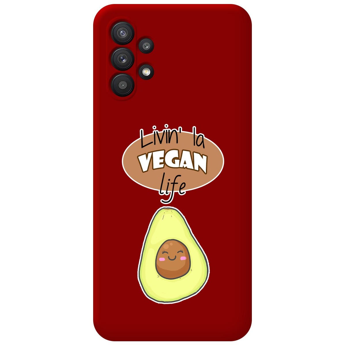 Funda Silicona Líquida Roja para Samsung Galaxy A32 5G diseño Vegan Life Dibujos