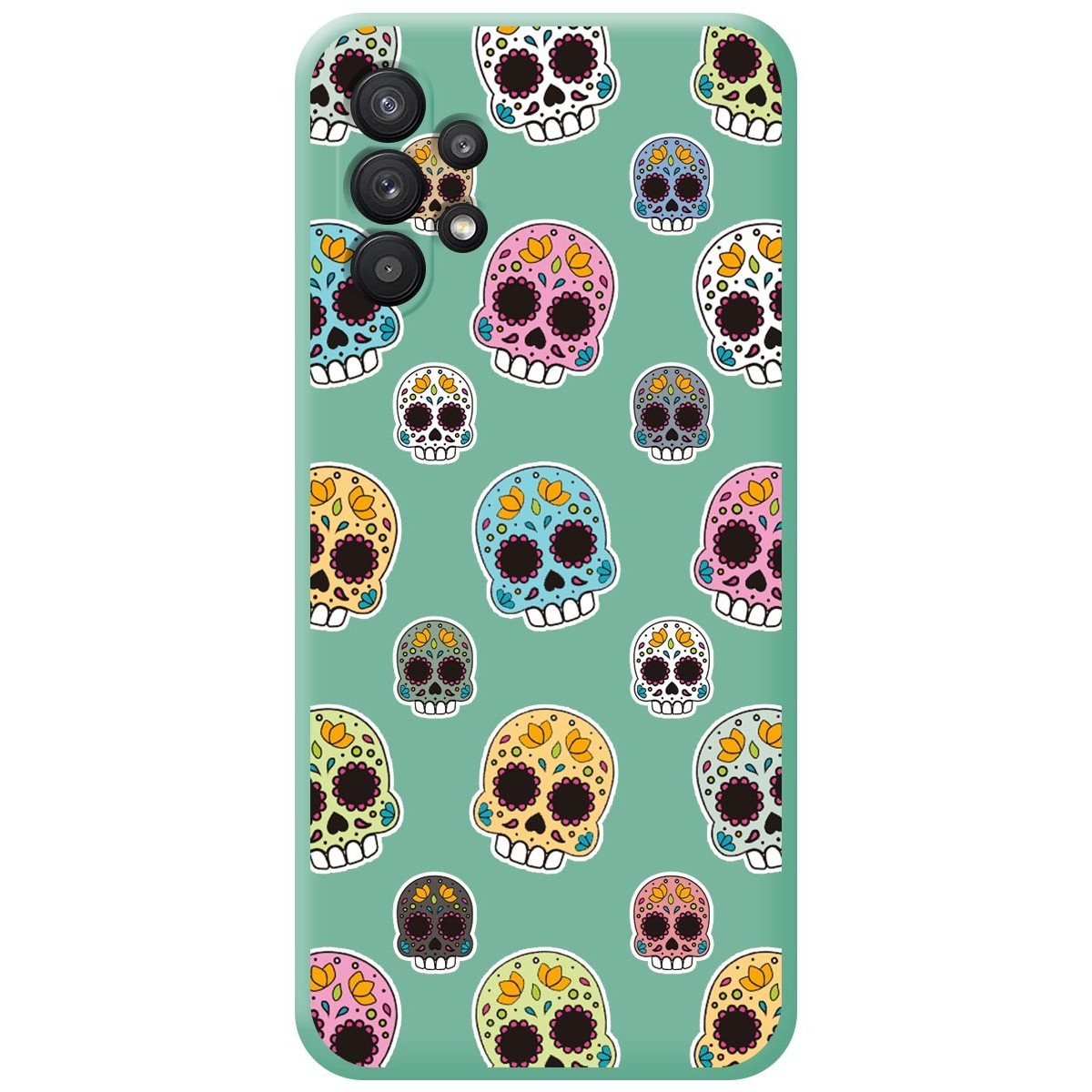 Funda Silicona Líquida Verde para Samsung Galaxy A32 5G diseño Catrina Dibujos