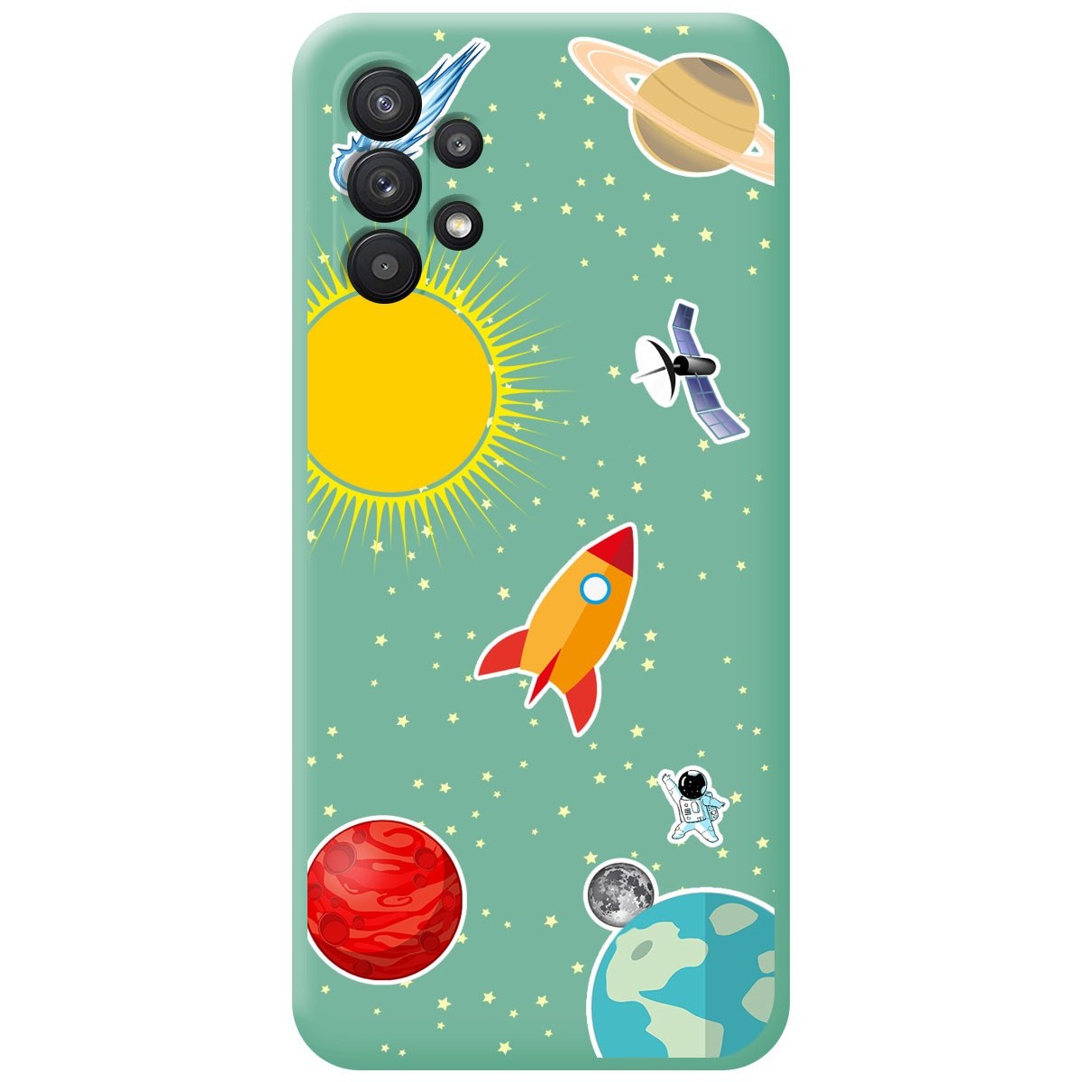 Funda Silicona Líquida Verde para Samsung Galaxy A32 5G diseño Espacio Dibujos