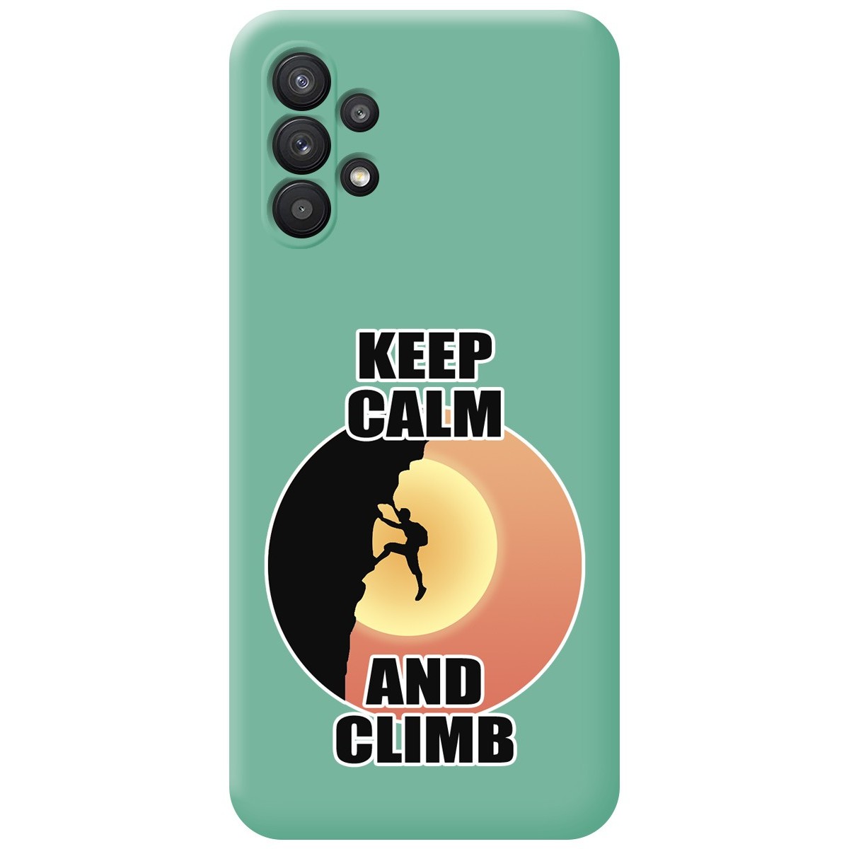 Funda Silicona Líquida Verde para Samsung Galaxy A32 5G diseño Hombre Escalada Dibujos