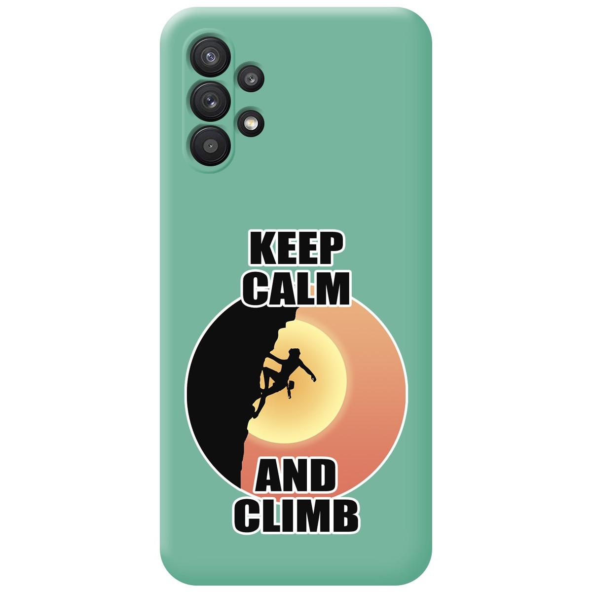 Funda Silicona Líquida Verde para Samsung Galaxy A32 5G diseño Mujer Escalada Dibujos