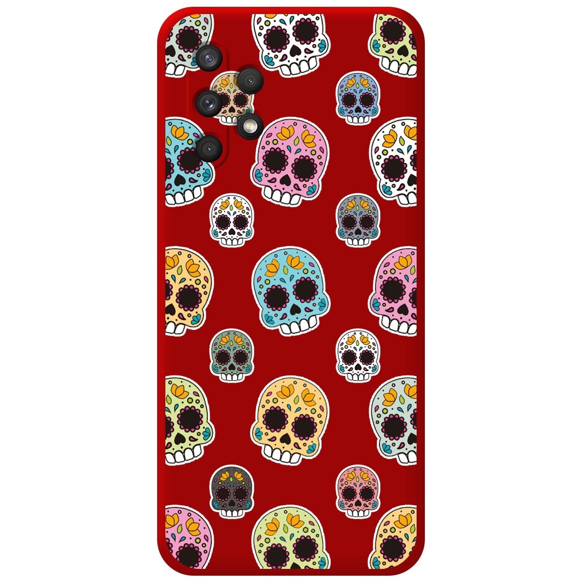 Funda Silicona Líquida Roja para Samsung Galaxy A32 4G diseño Catrina Dibujos