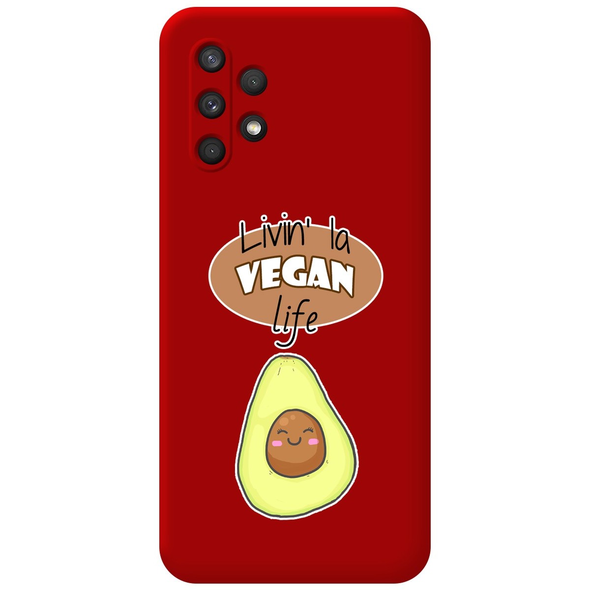 Funda Silicona Líquida Roja para Samsung Galaxy A32 4G diseño Vegan Life Dibujos