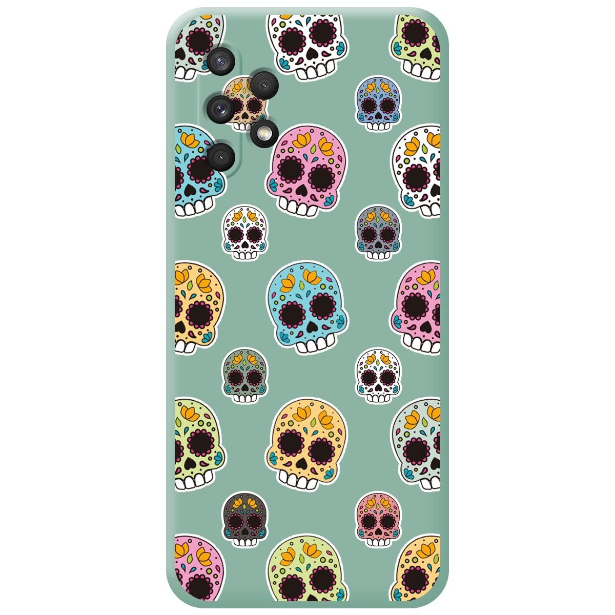 Funda Silicona Líquida Verde para Samsung Galaxy A32 4G diseño Catrina Dibujos