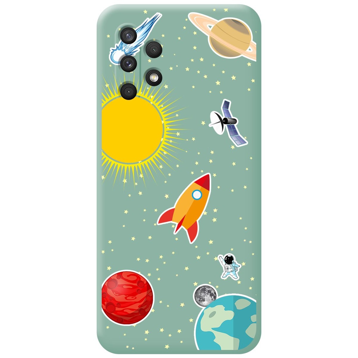 Funda Silicona Líquida Verde para Samsung Galaxy A32 4G diseño Espacio Dibujos