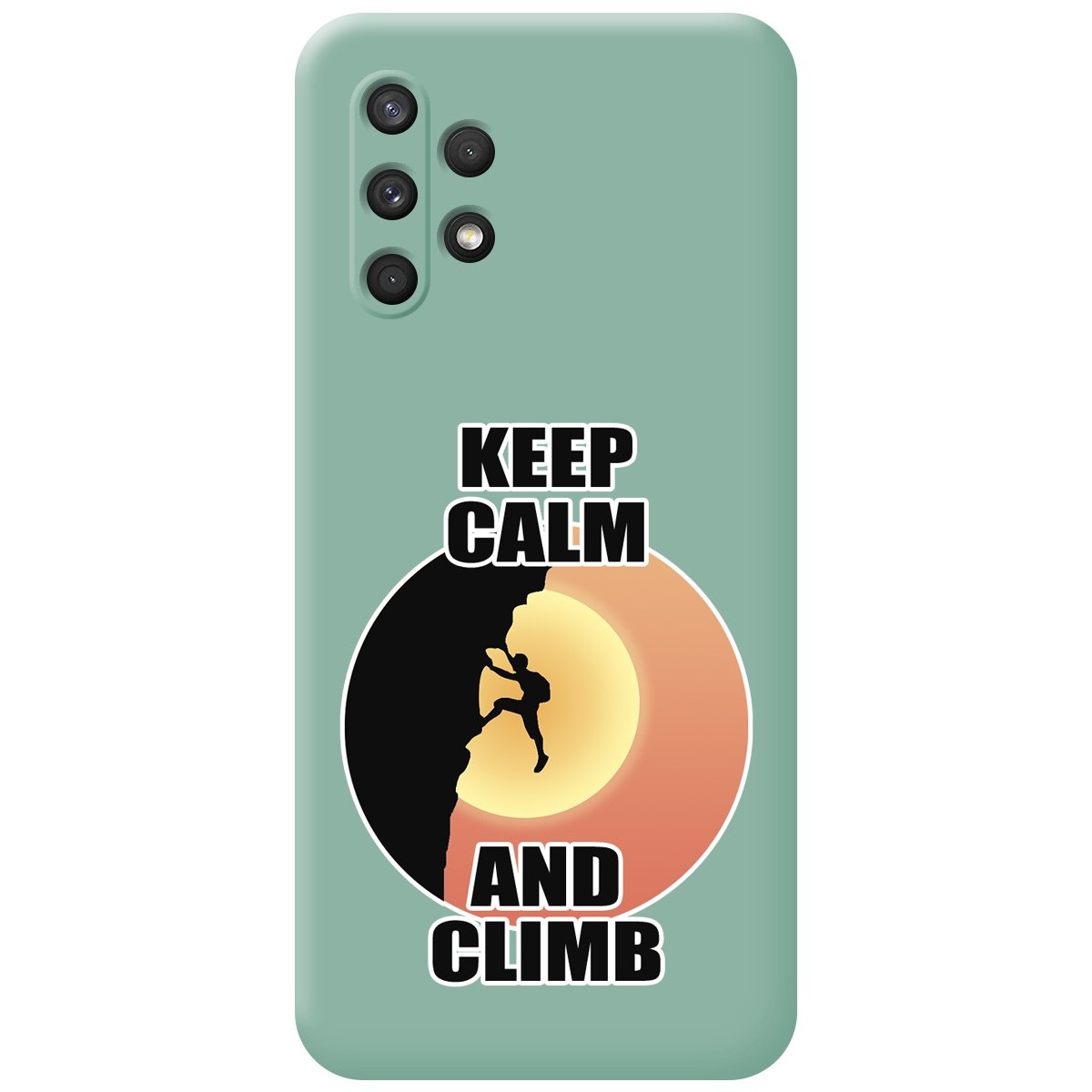 Funda Silicona Líquida Verde para Samsung Galaxy A32 4G diseño Hombre Escalada Dibujos