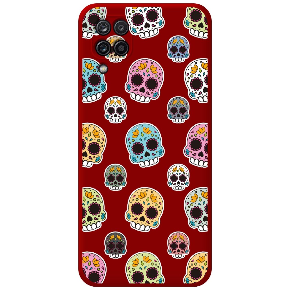 Funda Silicona Líquida Roja para Samsung Galaxy A12 / M12 diseño Catrina Dibujos