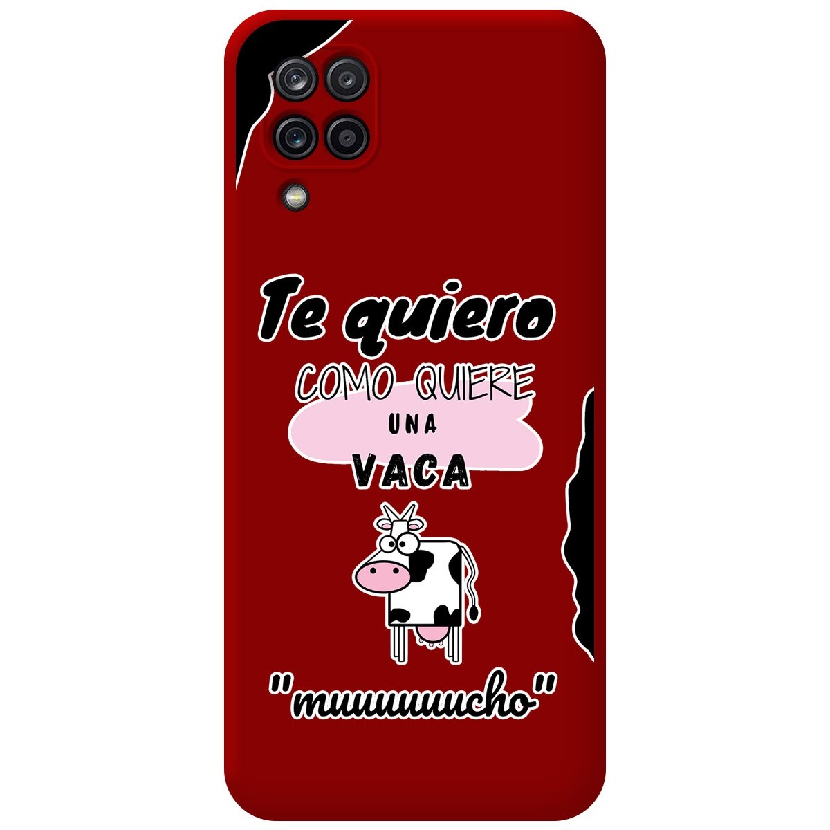 Funda Silicona Líquida Roja para Samsung Galaxy A12 / M12 diseño Vaca Dibujos