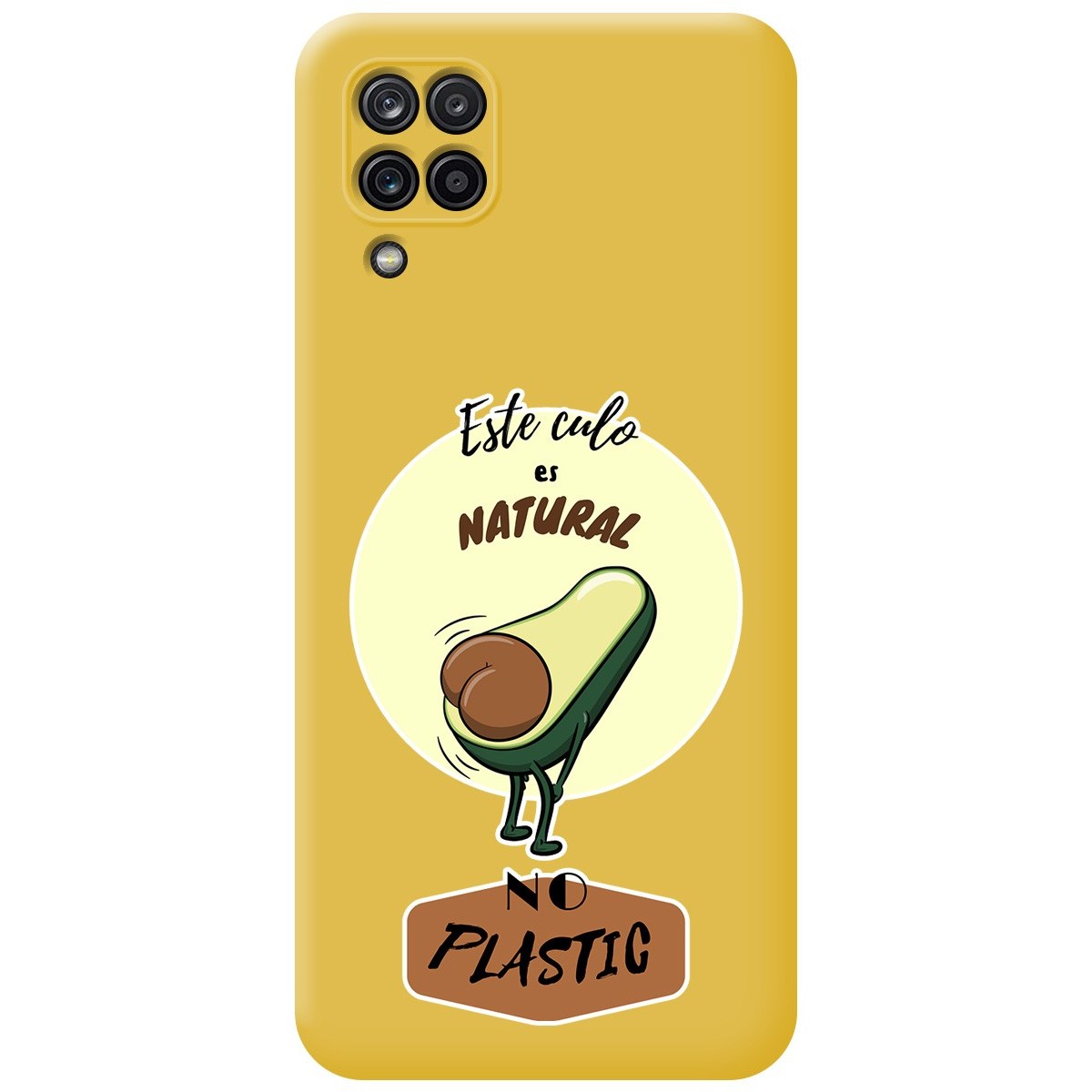 Funda Silicona Líquida Amarilla para Samsung Galaxy A12 / M12 diseño Culo Natural Dibujos
