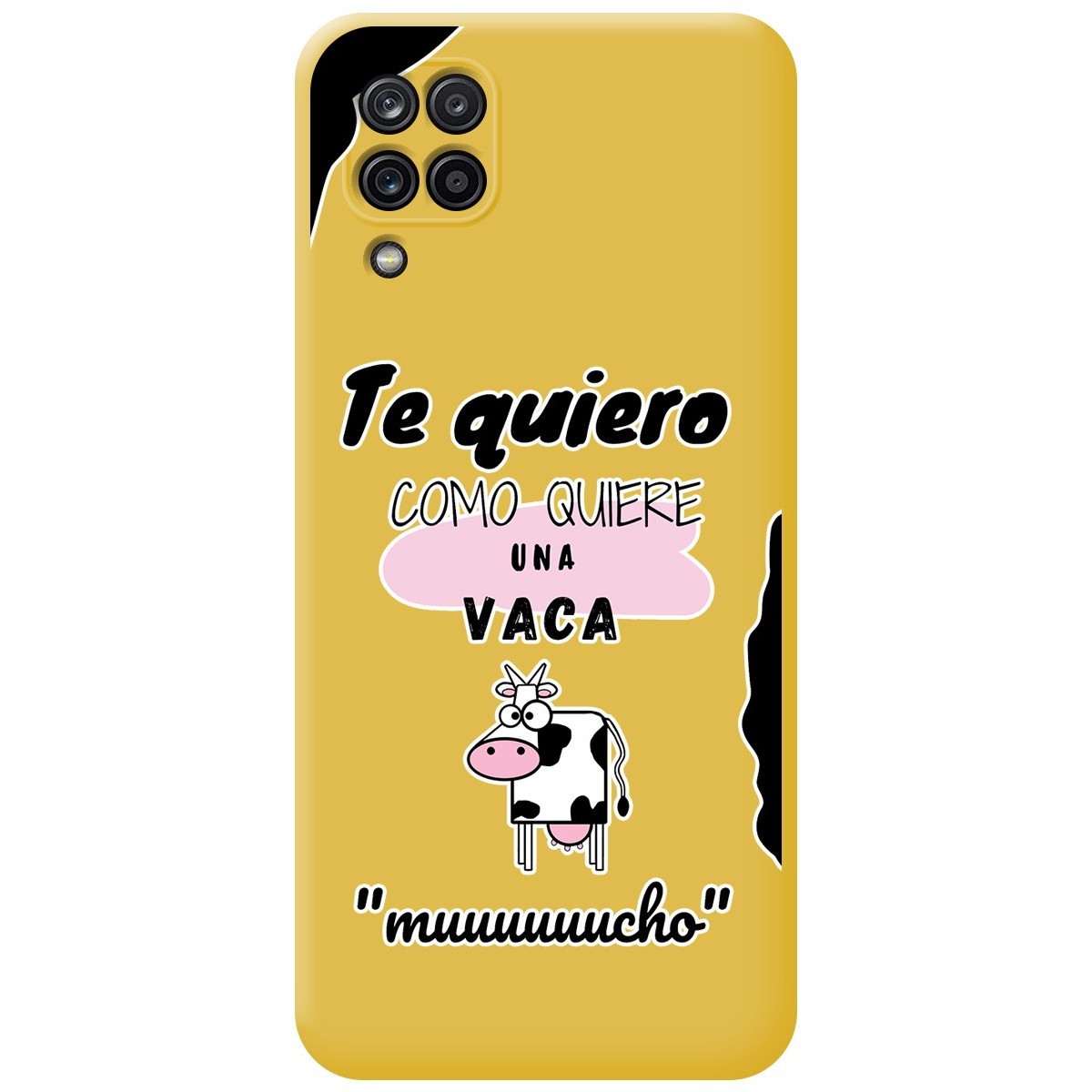Funda Silicona Líquida Amarilla para Samsung Galaxy A12 / M12 diseño Vaca Dibujos