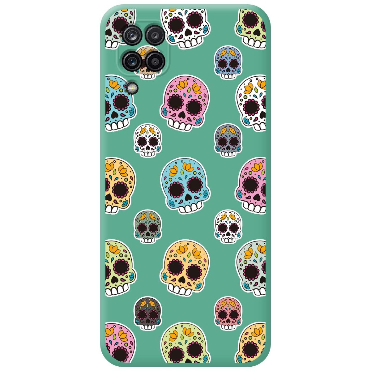 Funda Silicona Líquida Verde para Samsung Galaxy A12 / M12 diseño Catrina Dibujos