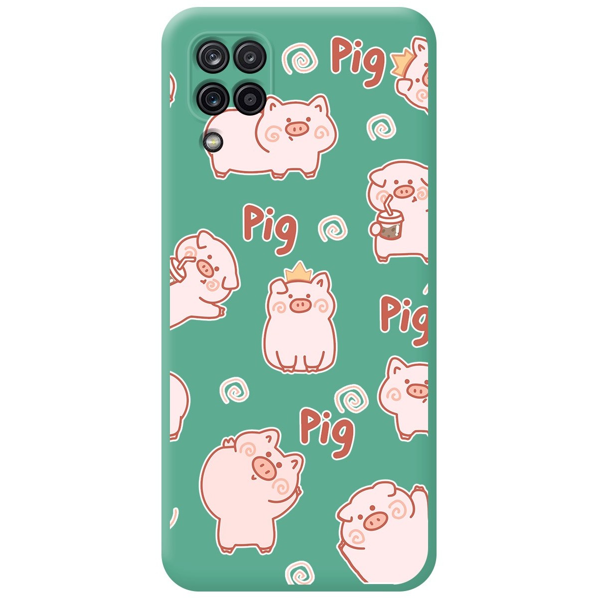 Funda Silicona Líquida Verde para Samsung Galaxy A12 / M12 diseño Cerdos Dibujos