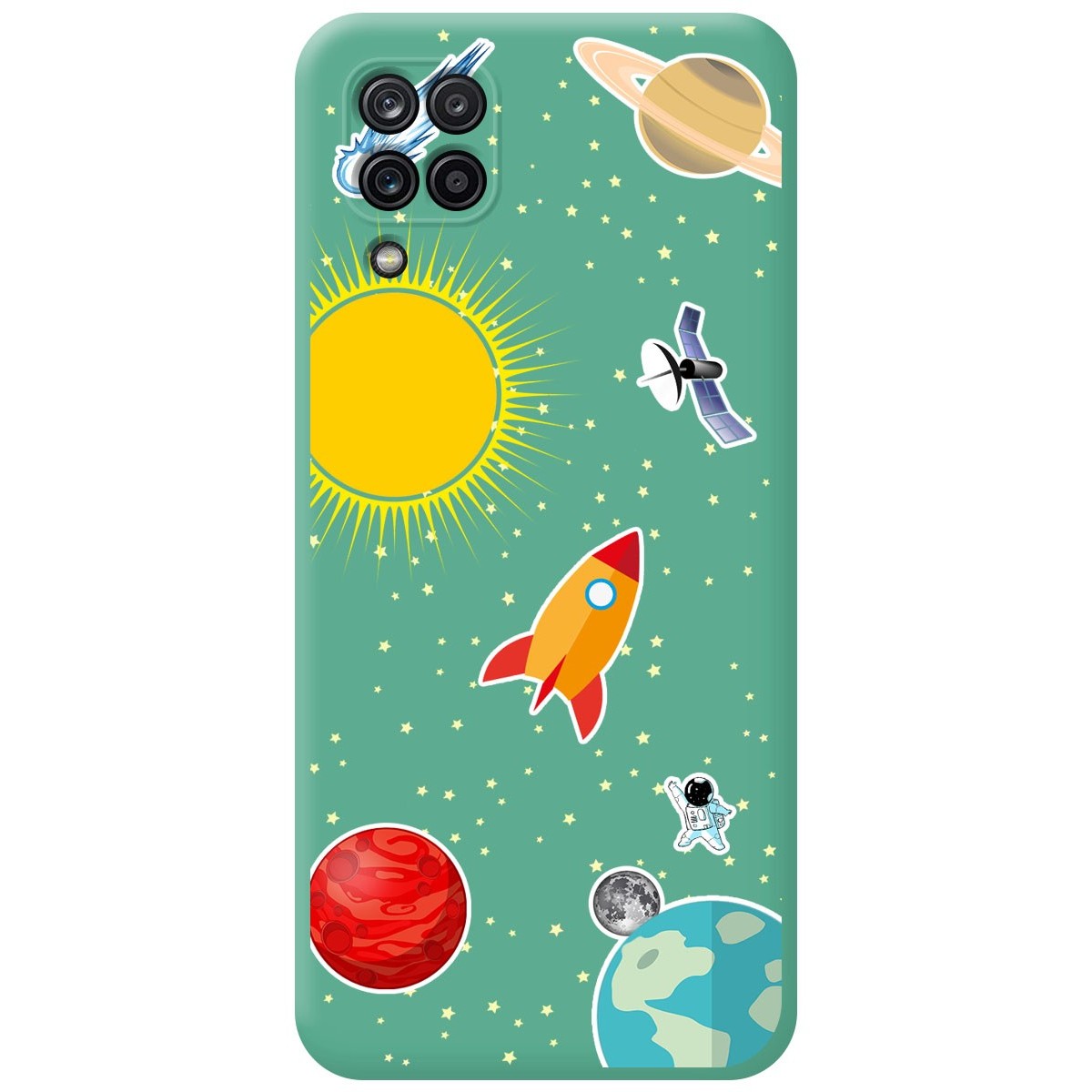 Funda Silicona Líquida Verde para Samsung Galaxy A12 / M12 diseño Espacio Dibujos