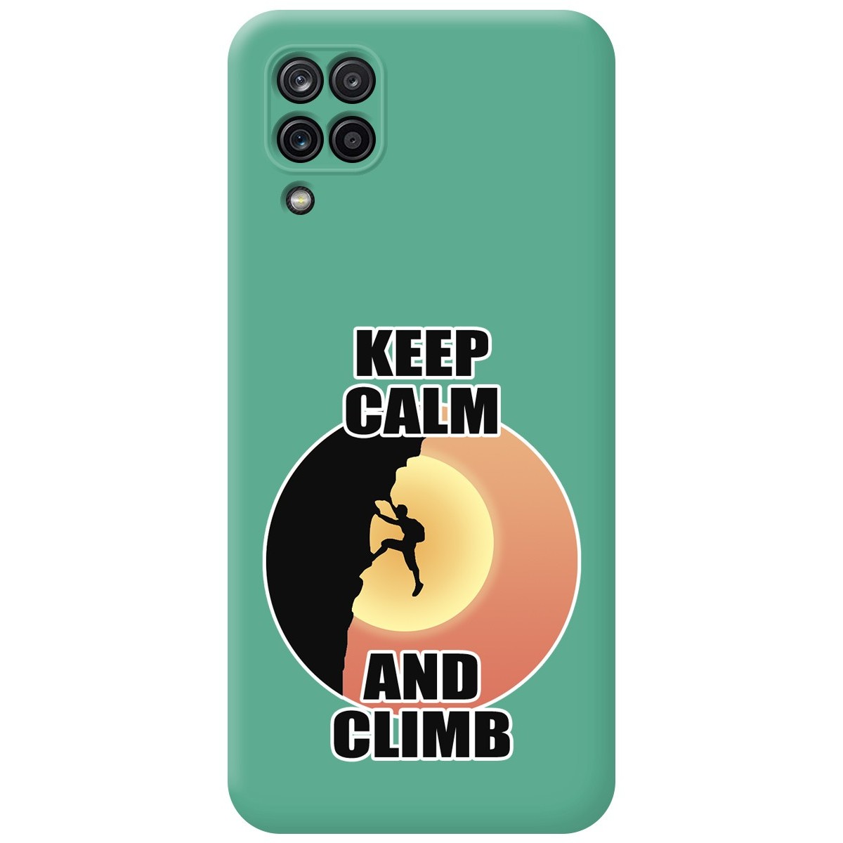 Funda Silicona Líquida Verde para Samsung Galaxy A12 / M12 diseño Hombre Escalada Dibujos