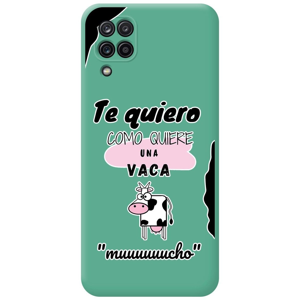 Funda Silicona Líquida Verde para Samsung Galaxy A12 / M12 diseño Vaca Dibujos