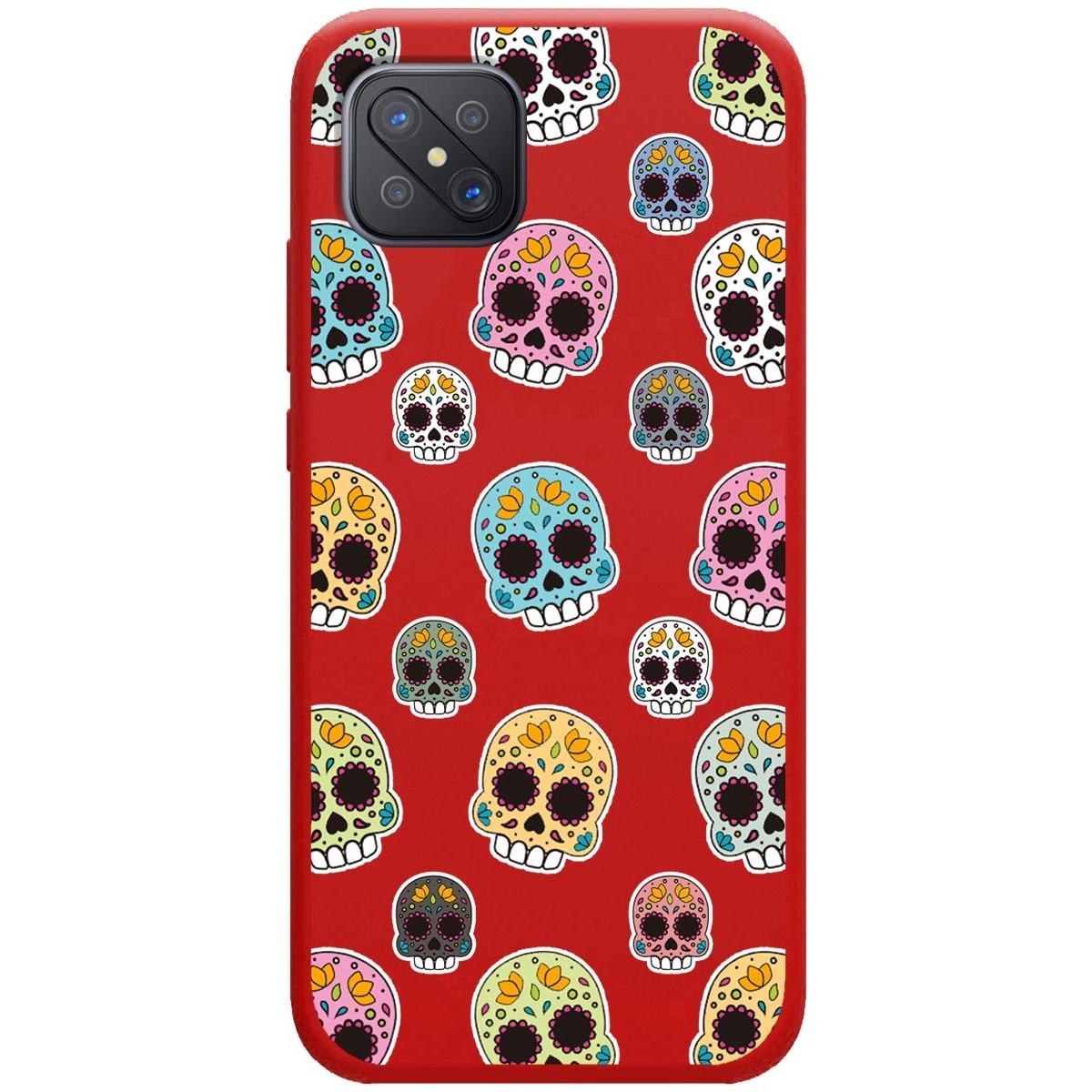 Funda Silicona Líquida Roja para Oppo Reno 4Z 5G diseño Catrina Dibujos