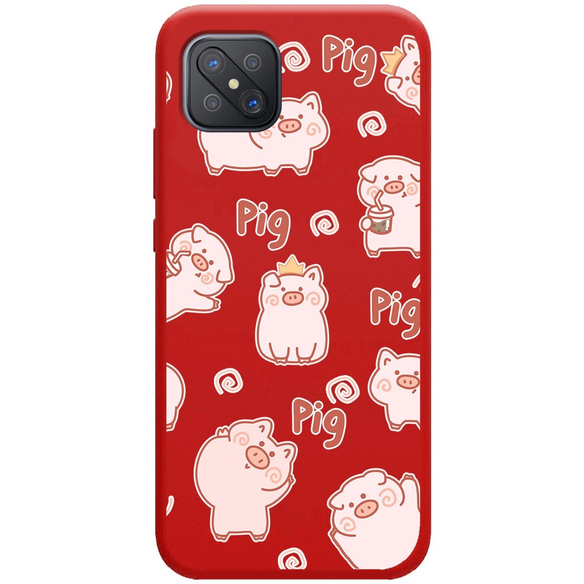Funda Silicona Líquida Roja para Oppo Reno 4Z 5G diseño Cerdos Dibujos