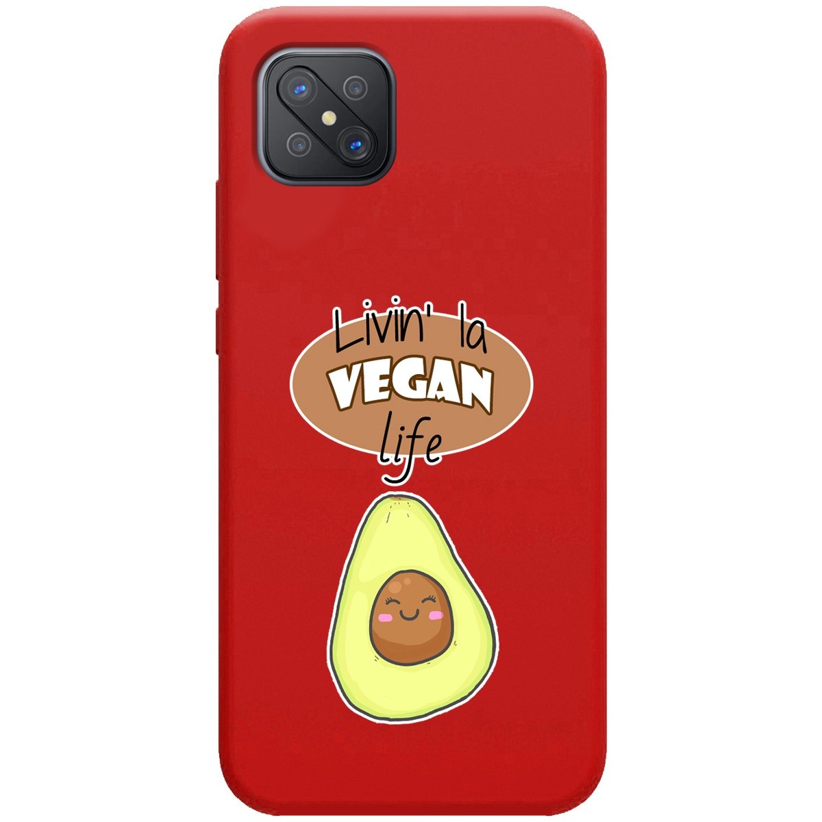 Funda Silicona Líquida Roja para Oppo Reno 4Z 5G diseño Vegan Life Dibujos