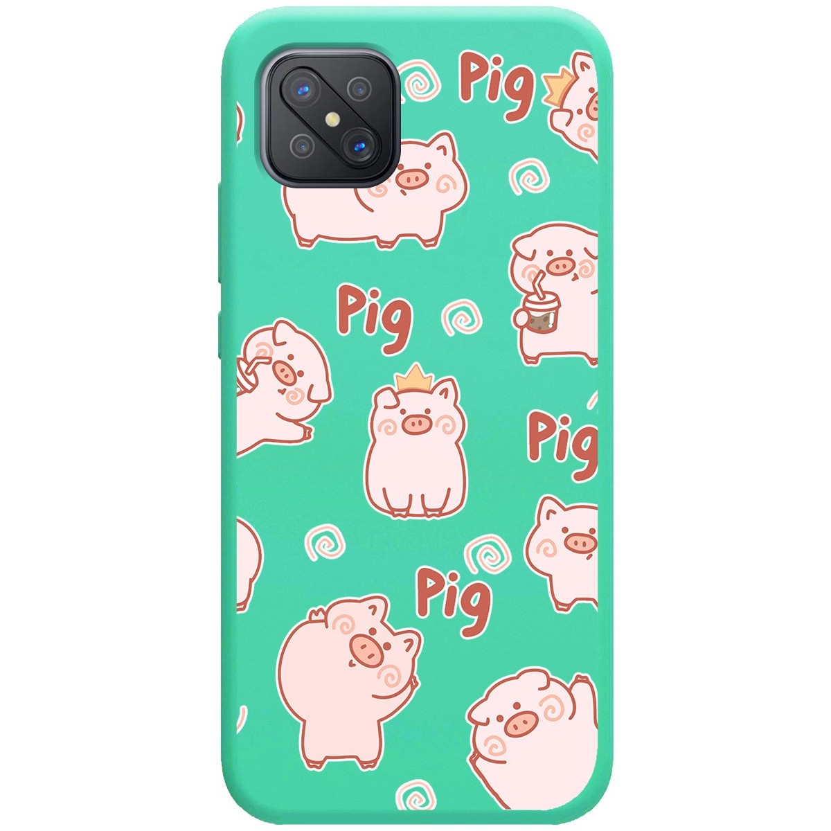 Funda Silicona Líquida Verde para Oppo Reno 4Z 5G diseño Cerdos Dibujos