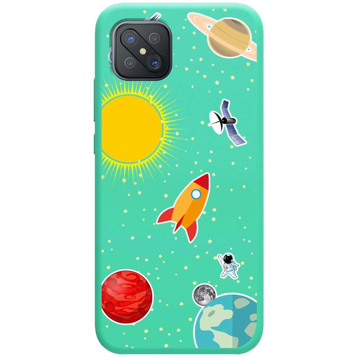 Funda Silicona Líquida Verde para Oppo Reno 4Z 5G diseño Espacio Dibujos