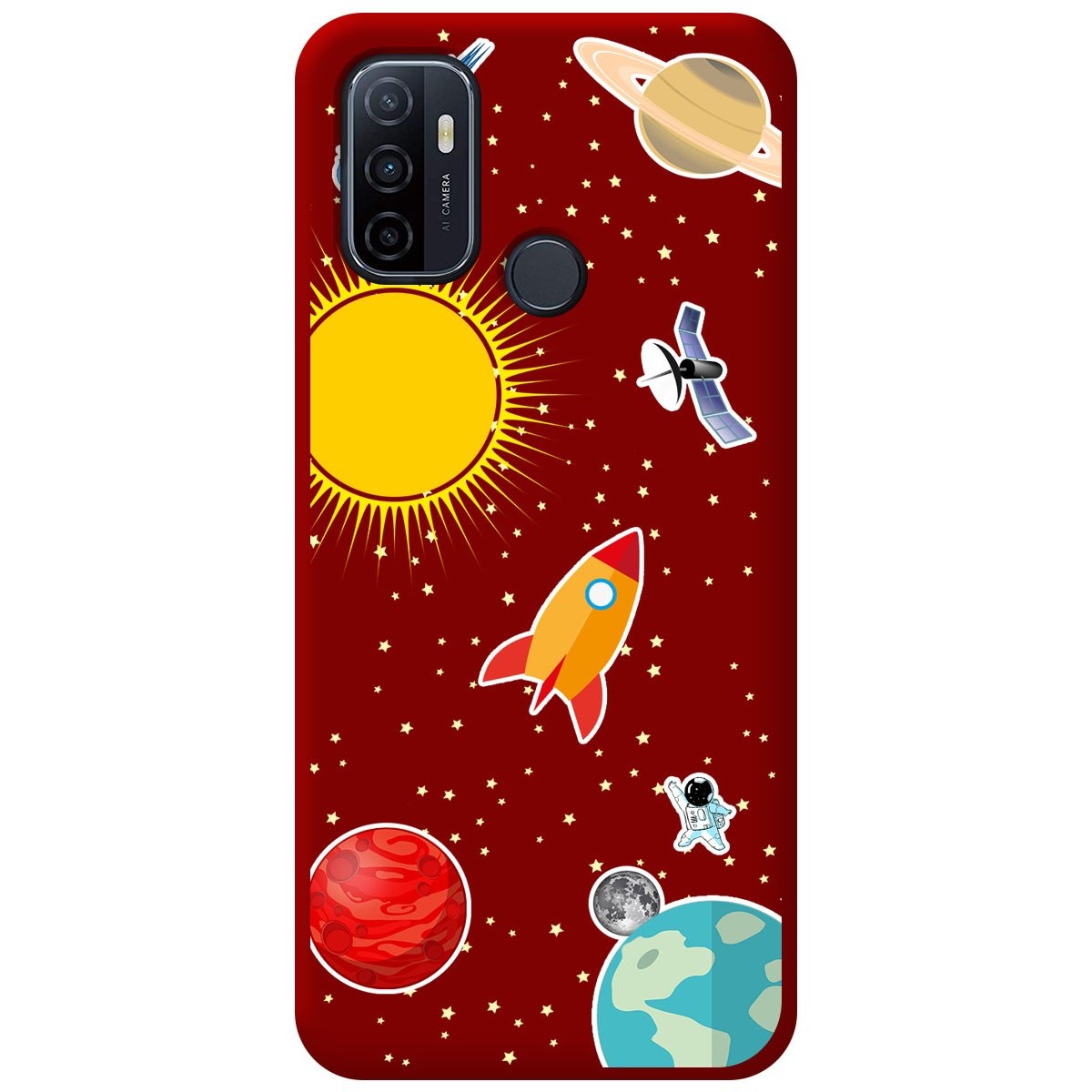 Funda Silicona Líquida Roja para Oppo A53 / A53s diseño Espacio Dibujos