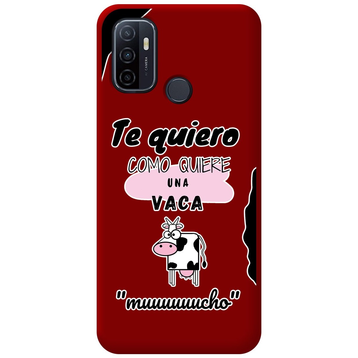Funda Silicona Líquida Roja para Oppo A53 / A53s diseño Vaca Dibujos