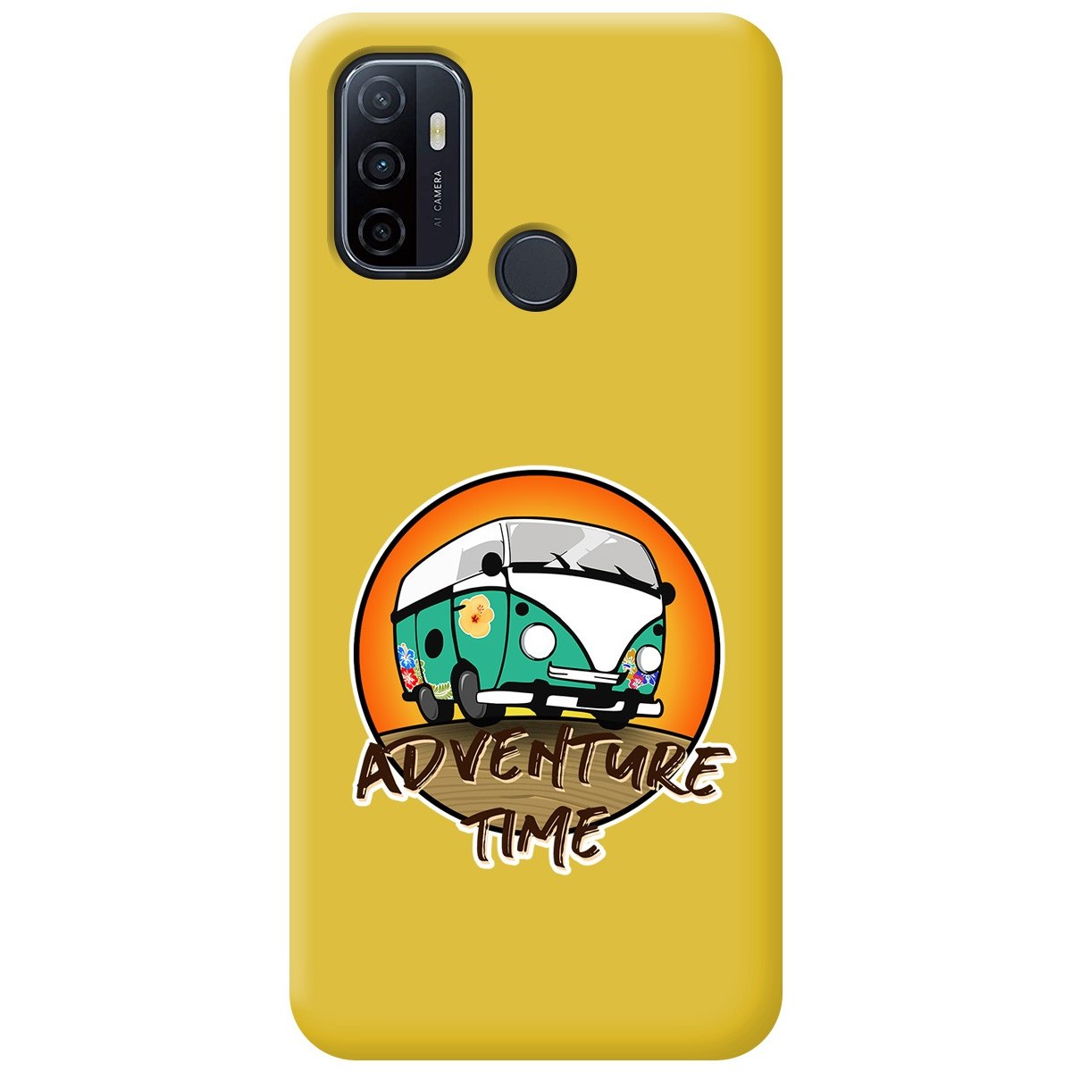Funda Silicona Líquida Amarilla para Oppo A53 / A53s diseño Adventure Time Dibujos