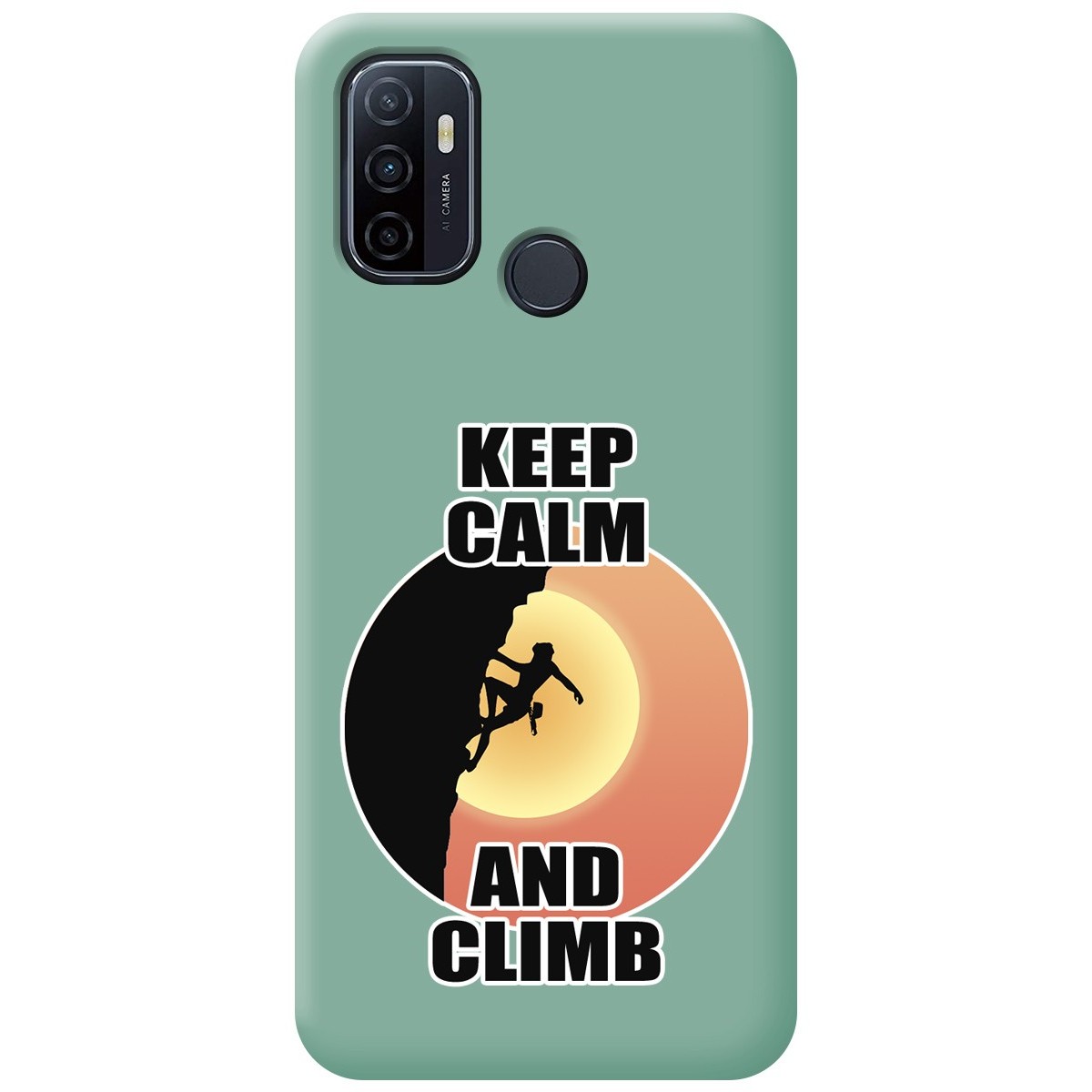 Funda Silicona Líquida Verde para Oppo A53 / A53s diseño Mujer Escalada Dibujos