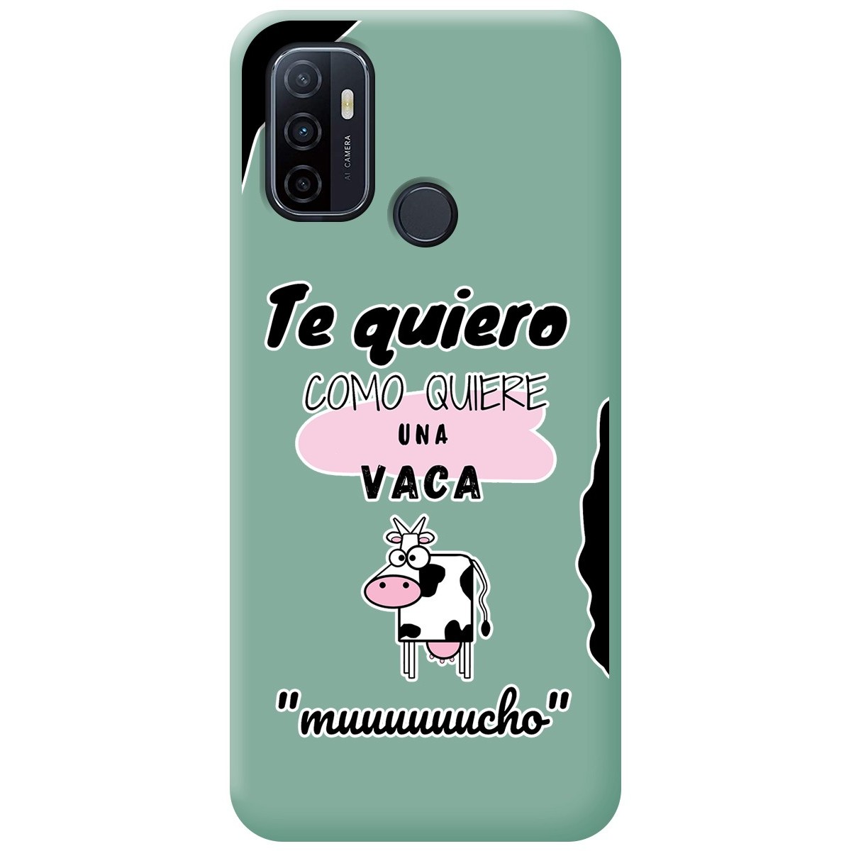 Funda Silicona Líquida Verde para Oppo A53 / A53s diseño Vaca Dibujos