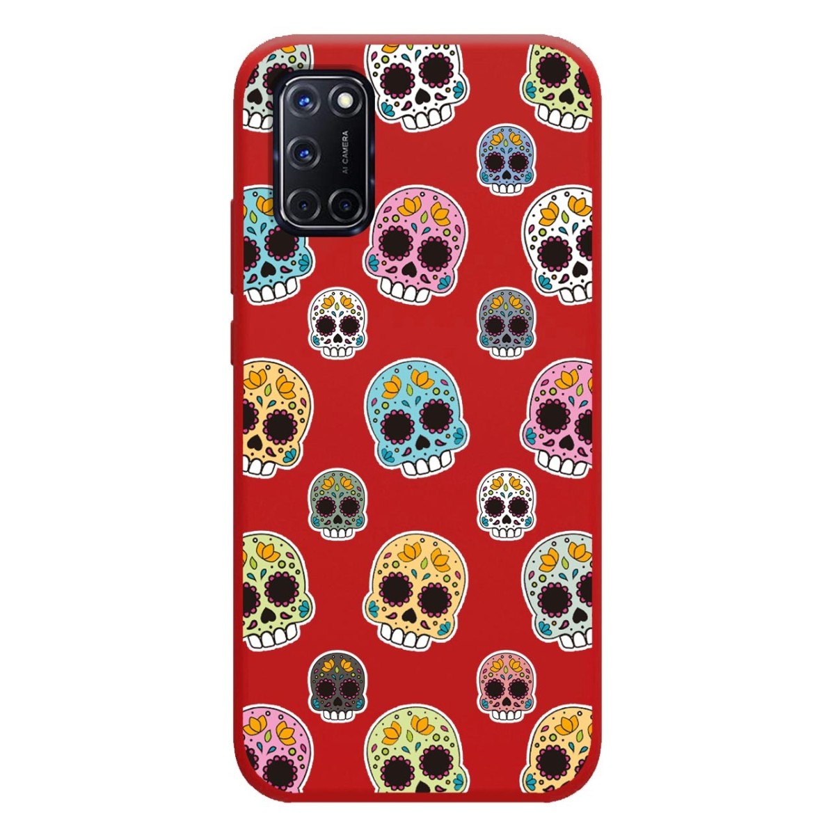 Funda Silicona Líquida Roja para Oppo A52 / A72 diseño Catrina Dibujos