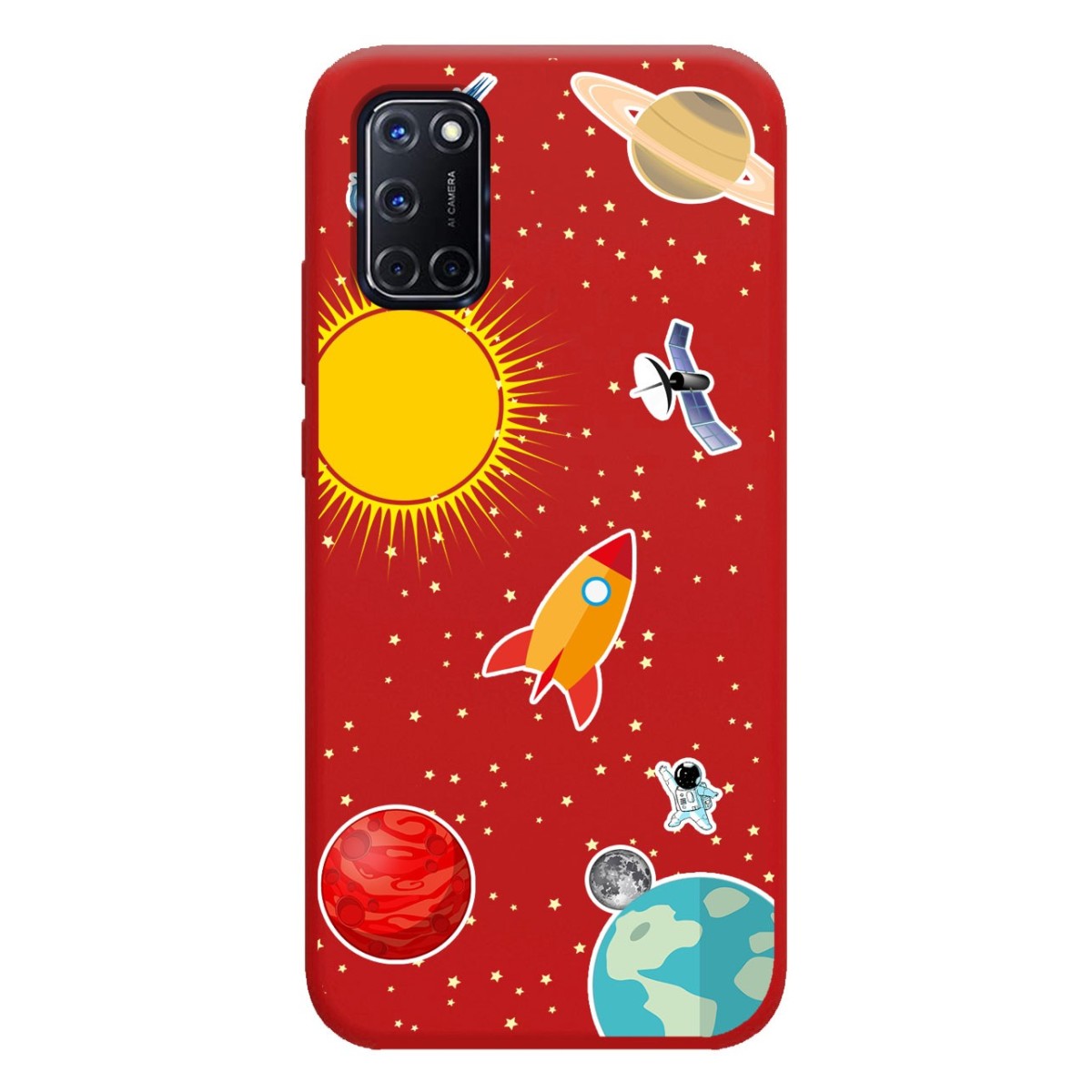 Funda Silicona Líquida Roja para Oppo A52 / A72 diseño Espacio Dibujos