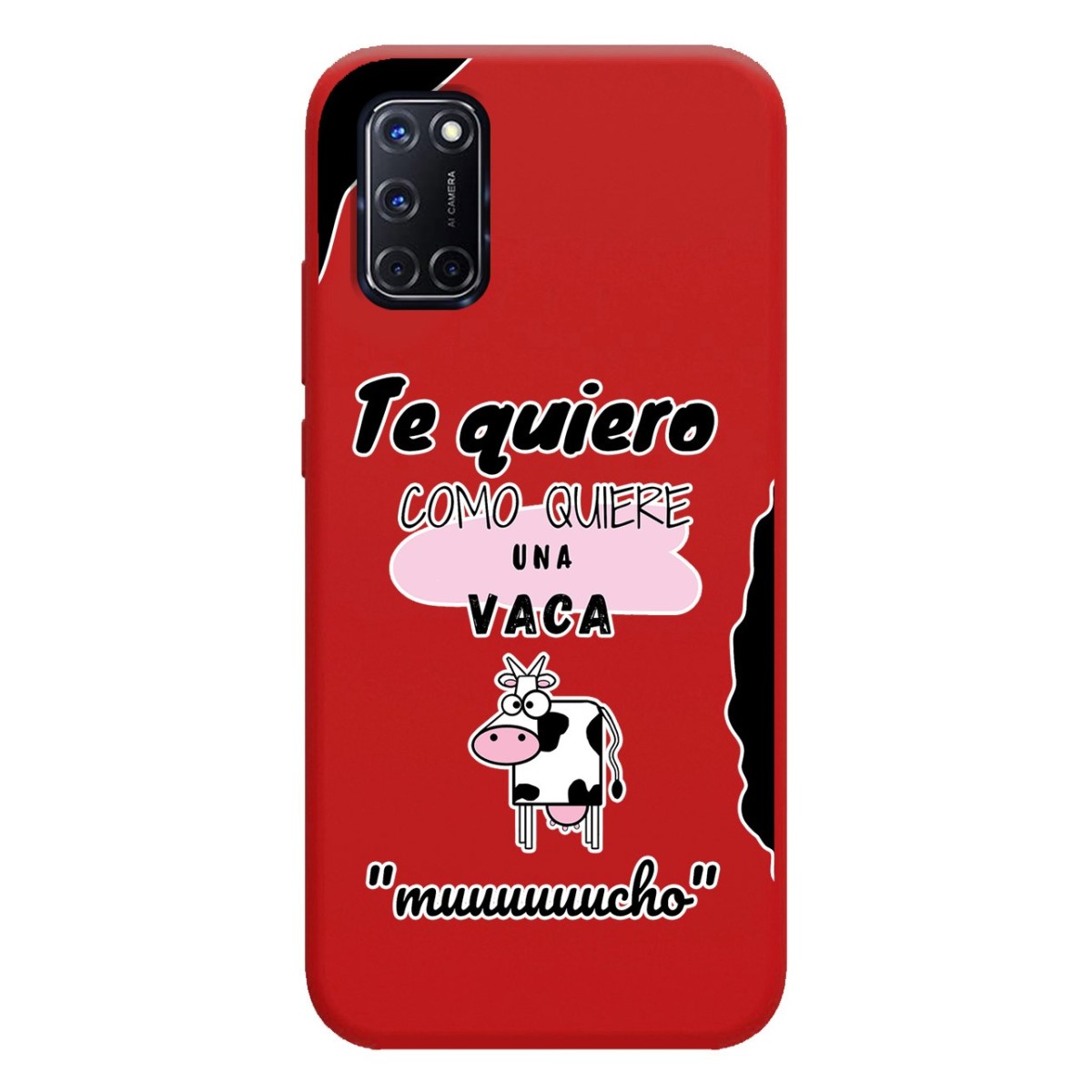 Funda Silicona Líquida Roja para Oppo A52 / A72 diseño Vaca Dibujos