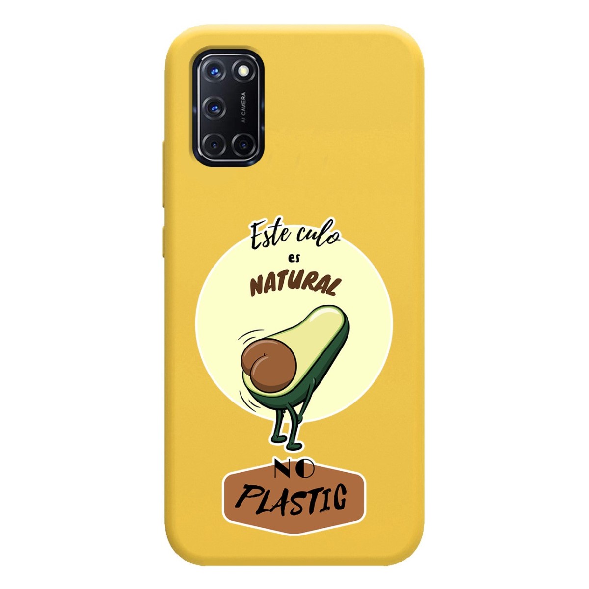 Funda Silicona Líquida Amarilla para Oppo A52 / A72 diseño Culo Natural Dibujos