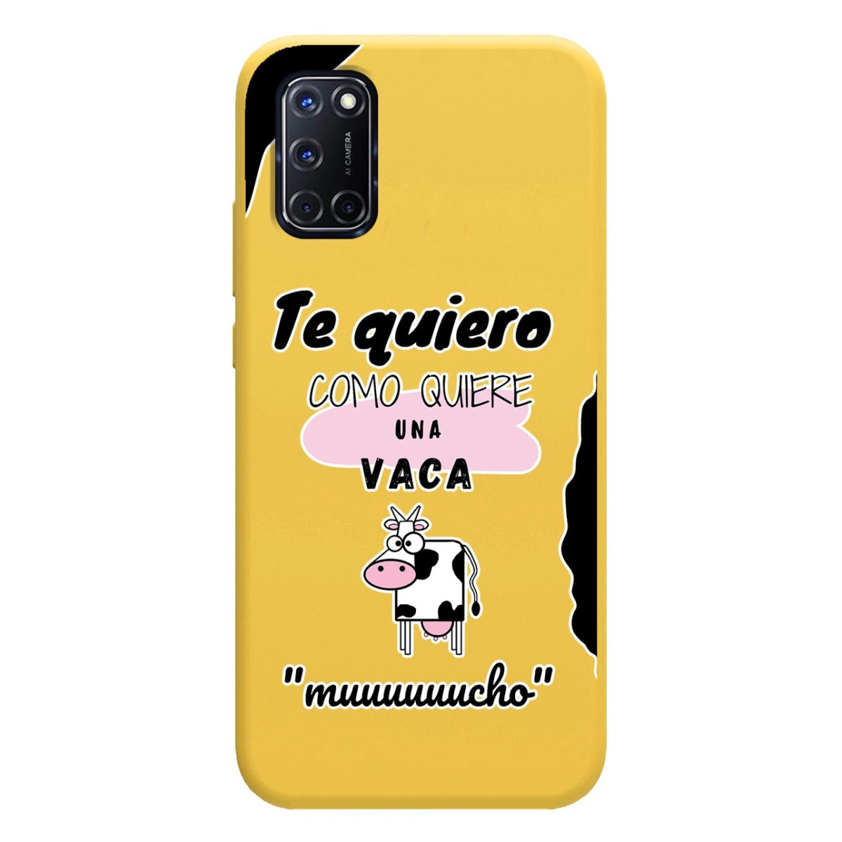 Funda Silicona Líquida Amarilla para Oppo A52 / A72 diseño Vaca Dibujos