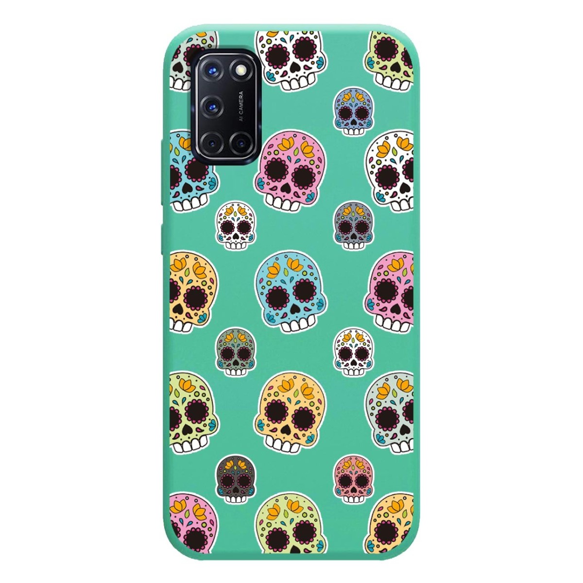 Funda Silicona Líquida Verde para Oppo A52 / A72 diseño Catrina Dibujos