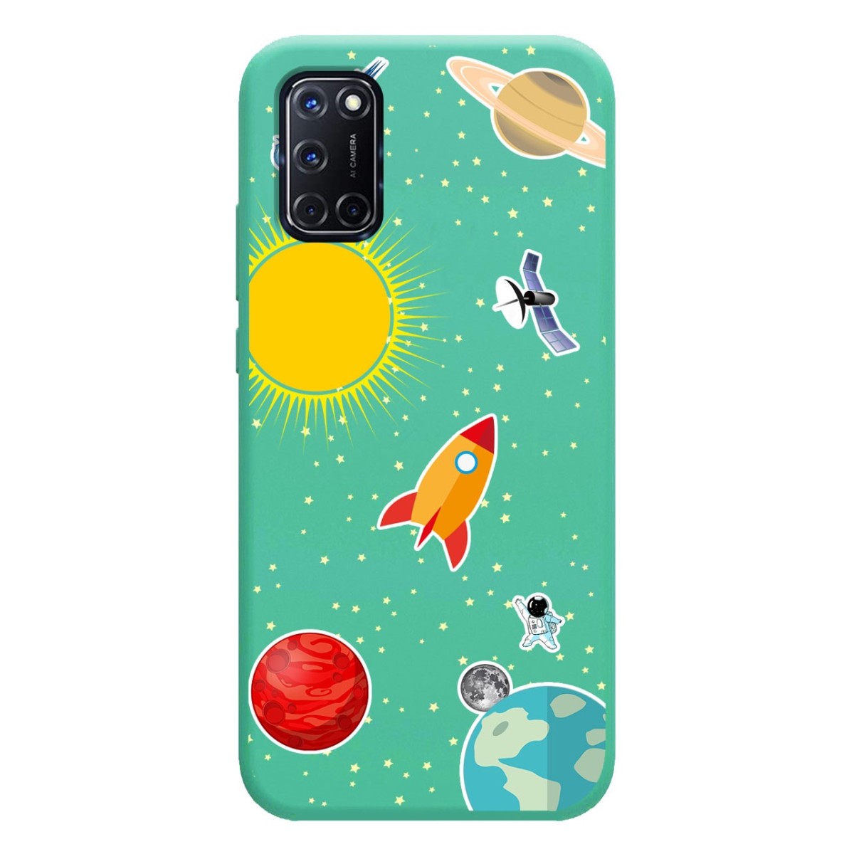 Funda Silicona Líquida Verde para Oppo A52 / A72 diseño Espacio Dibujos