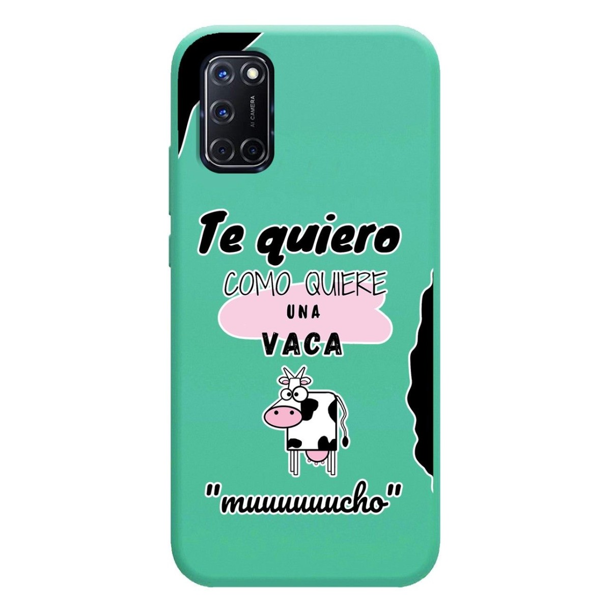 Funda Silicona Líquida Verde para Oppo A52 / A72 diseño Vaca Dibujos