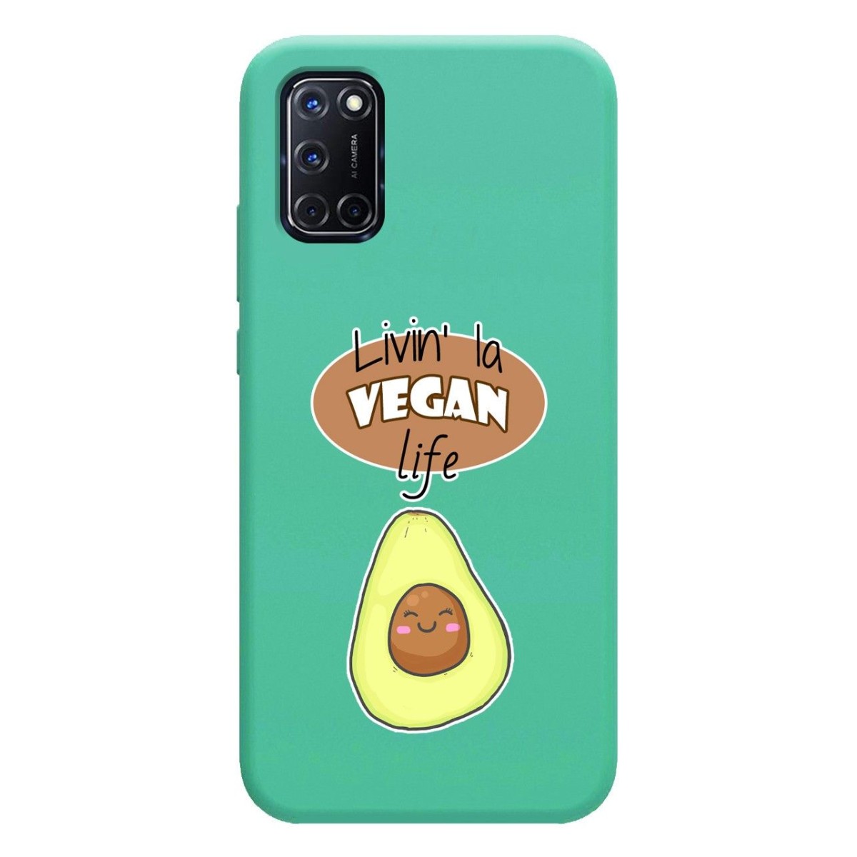 Funda Silicona Líquida Verde para Oppo A52 / A72 diseño Vegan Life Dibujos