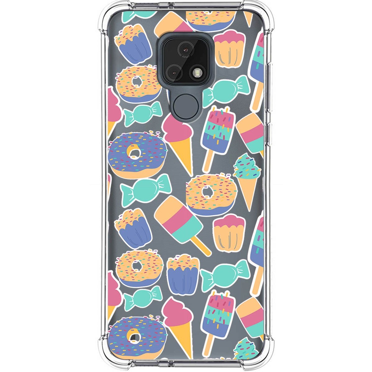 Funda Silicona Antigolpes para Motorola Moto E7 diseño Dulces 02 Dibujos