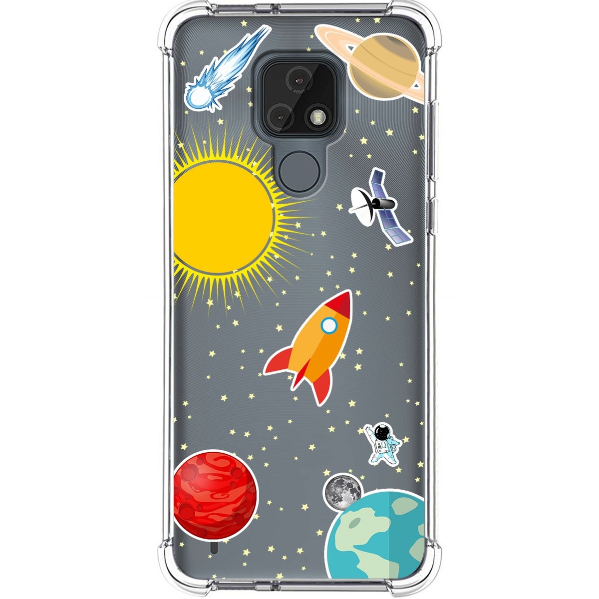 Funda Silicona Antigolpes para Motorola Moto E7 diseño Espacio Dibujos