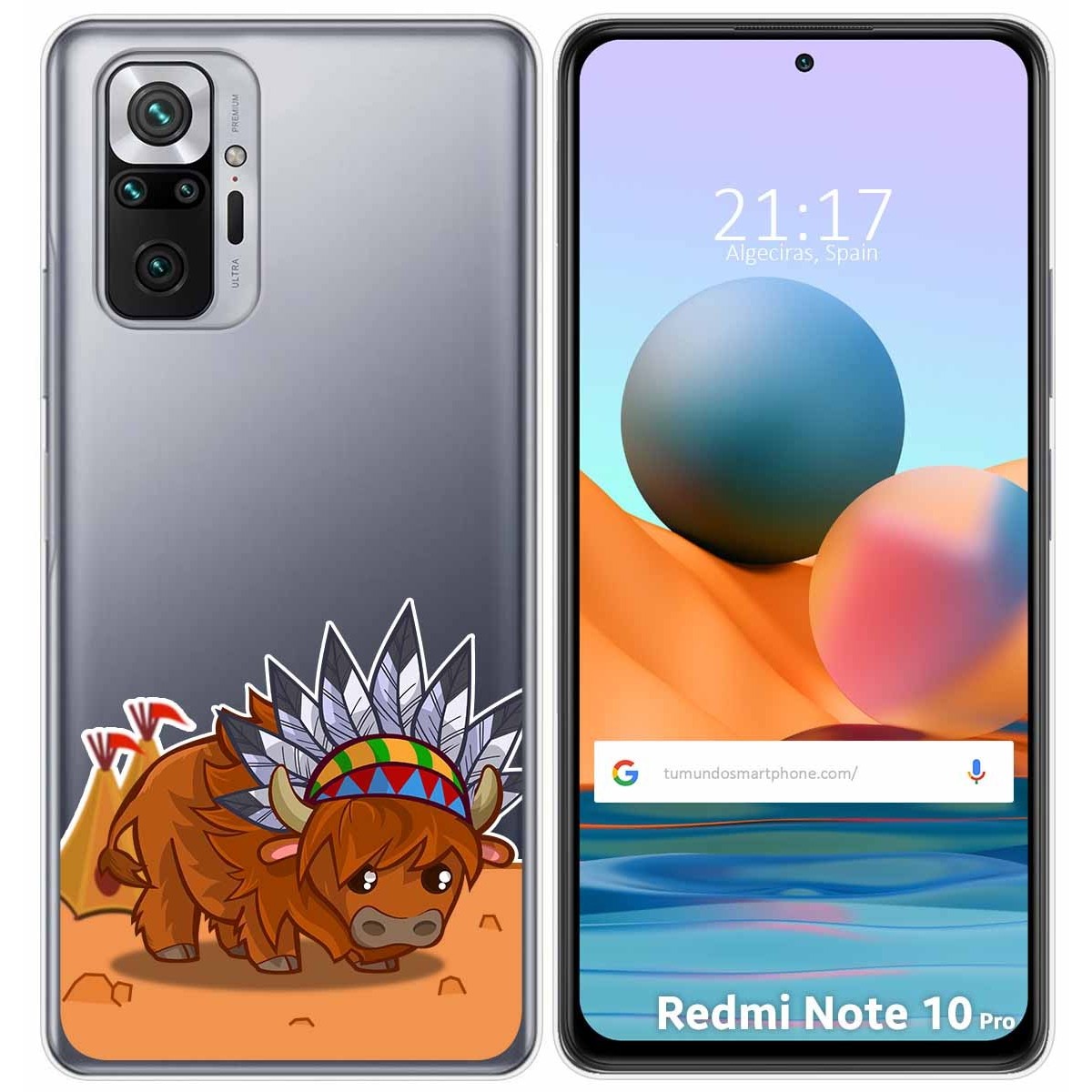 Funda Gel Transparente para Xiaomi Redmi Note 10 Pro diseño Bufalo Dibujos