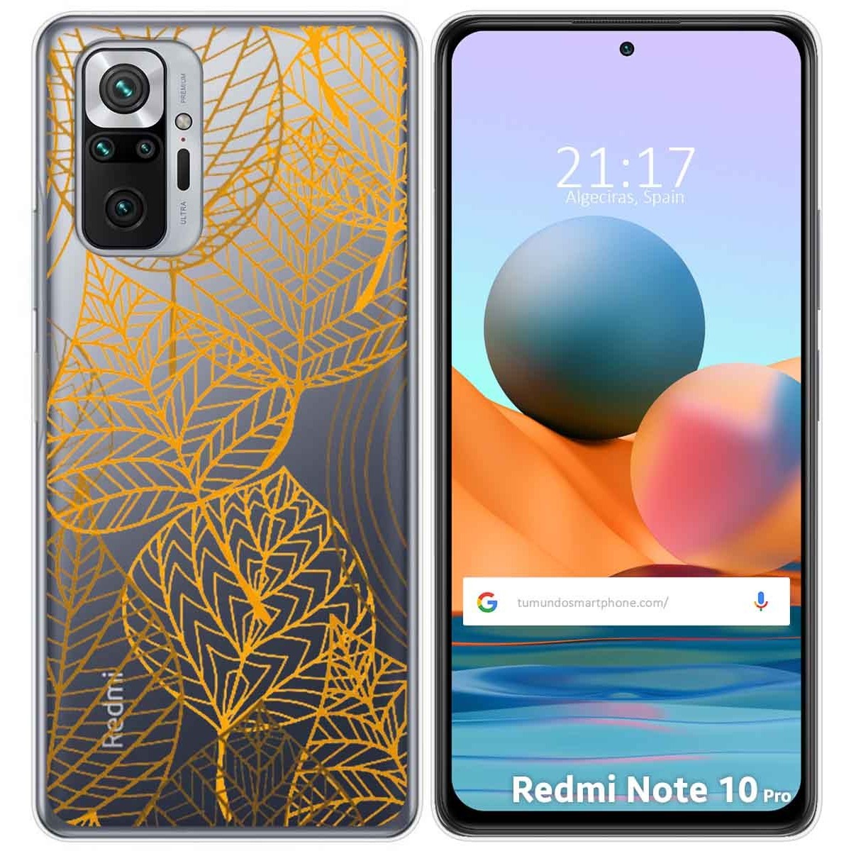 Funda Gel Transparente para Xiaomi Redmi Note 10 Pro diseño Hojas Dibujos