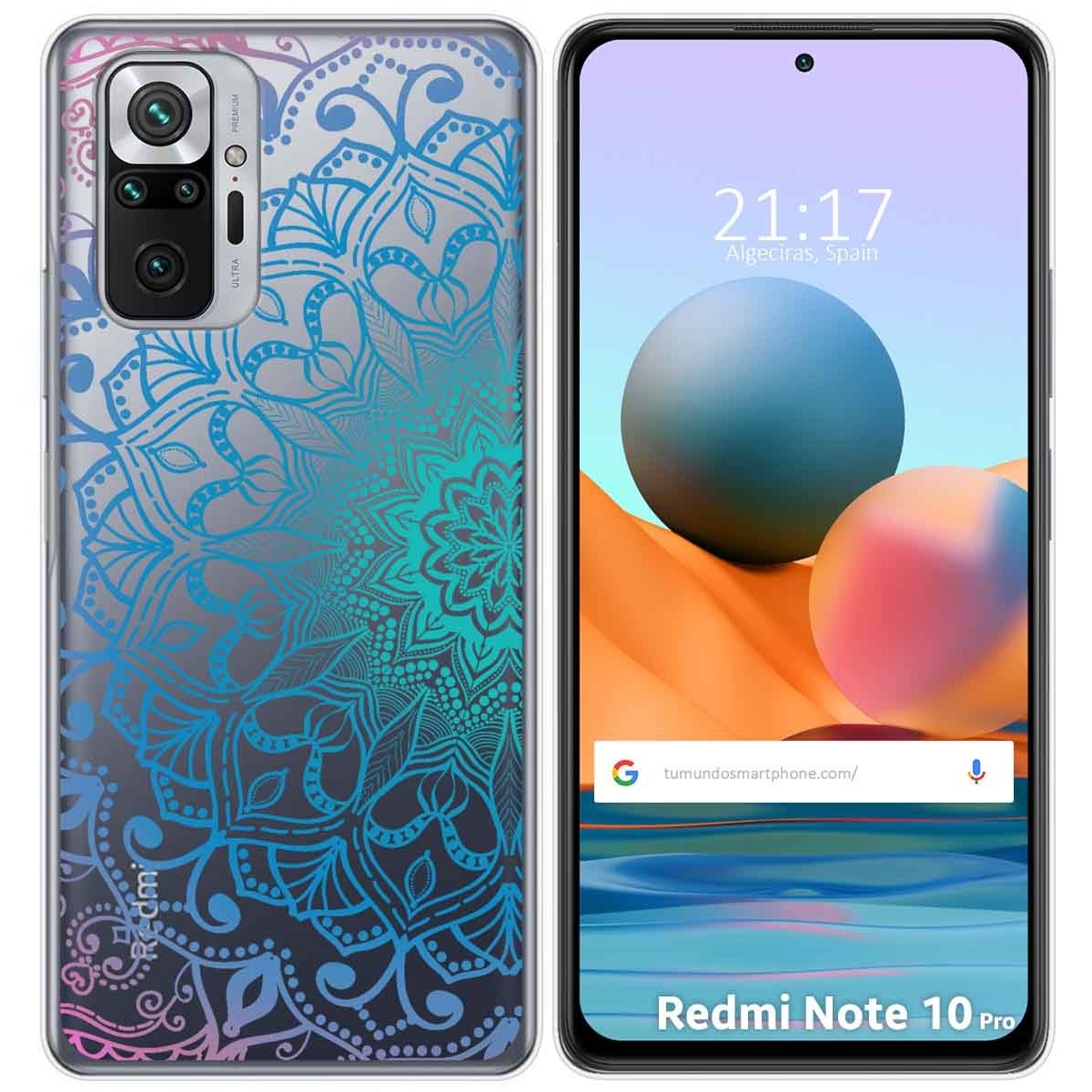 Funda Gel Transparente para Xiaomi Redmi Note 10 Pro diseño Mandala Dibujos