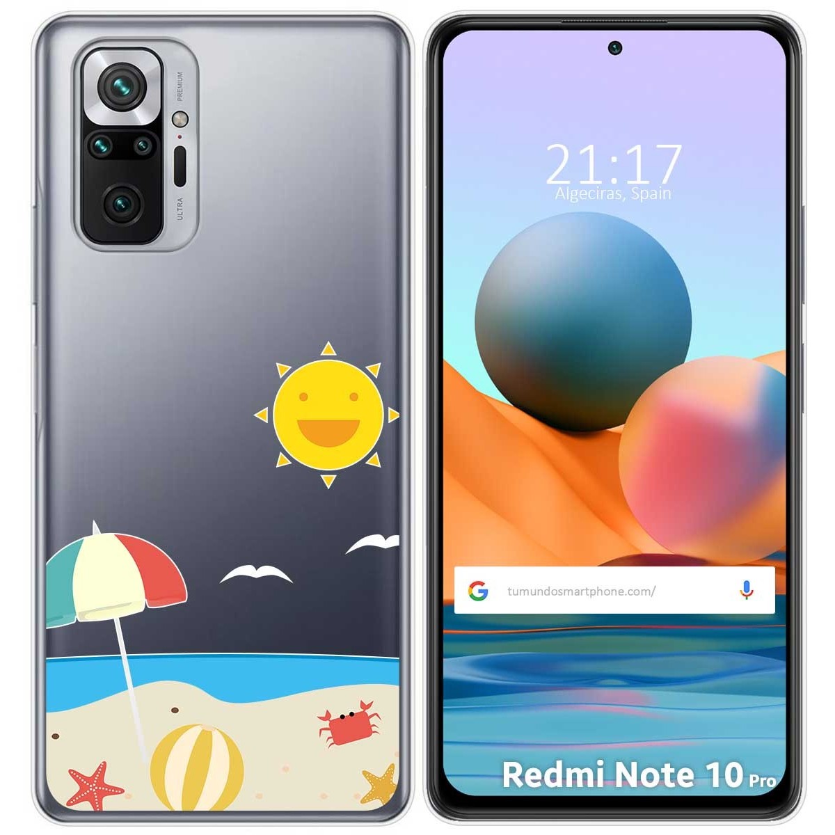 Funda Gel Transparente para Xiaomi Redmi Note 10 Pro diseño Playa Dibujos