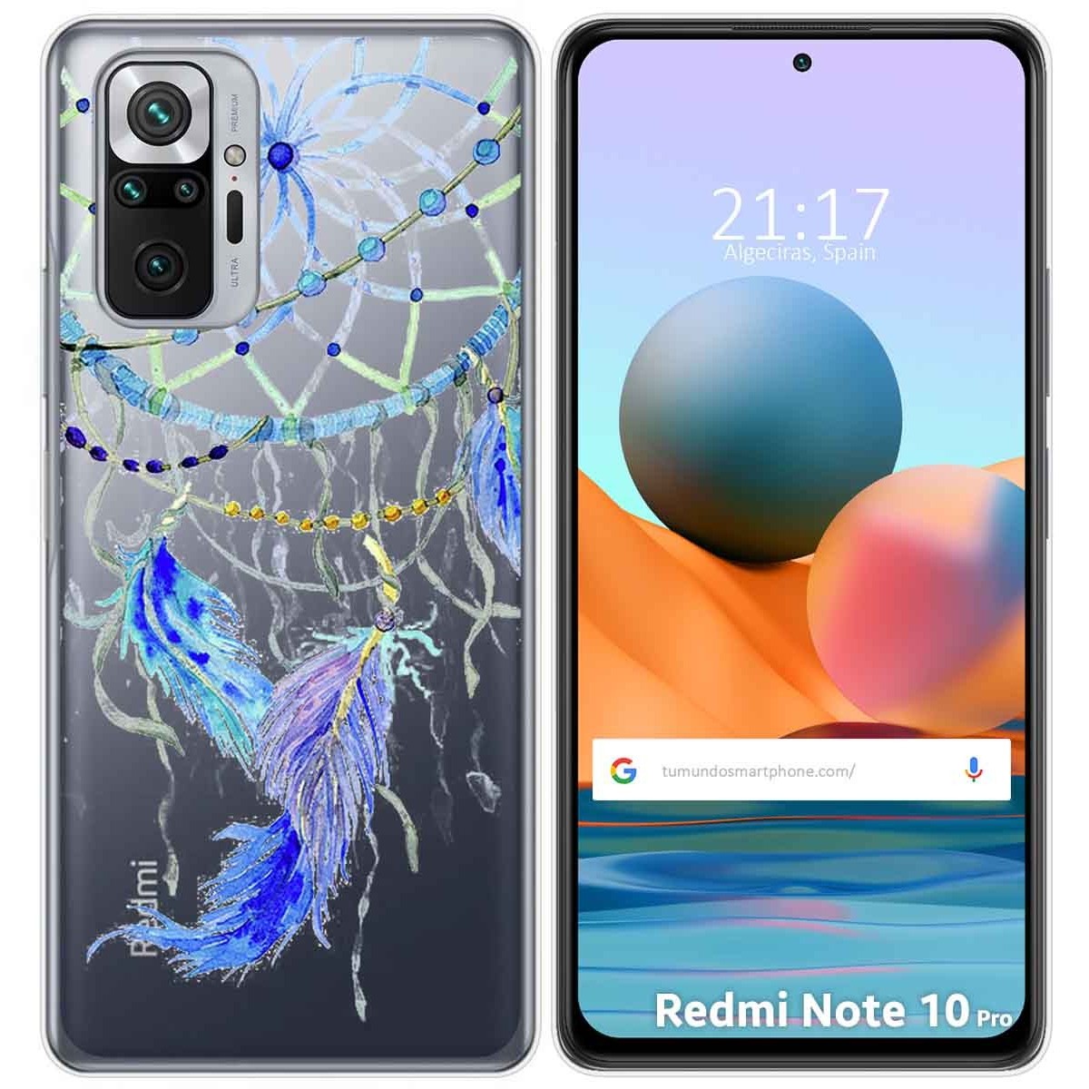 Funda Gel Transparente para Xiaomi Redmi Note 10 Pro diseño Plumas Dibujos