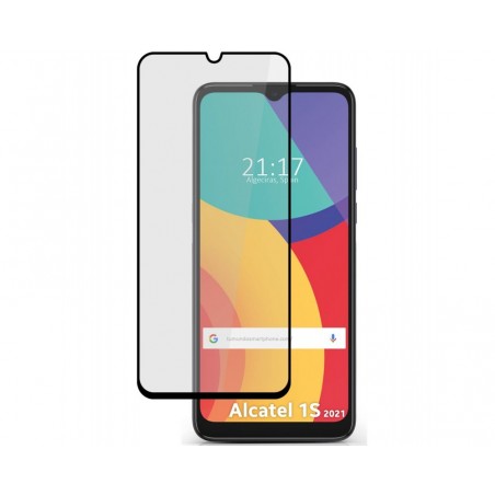 Protector Cristal Templado Completo 5D Full Glue Negro para Alcatel 1S 2021 / 3L 2021 Vidrio