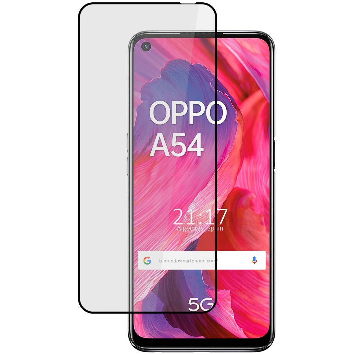 Protector Cristal Templado Completo 5D Full Glue Negro para Oppo A54 5G / A74 5G Vidrio