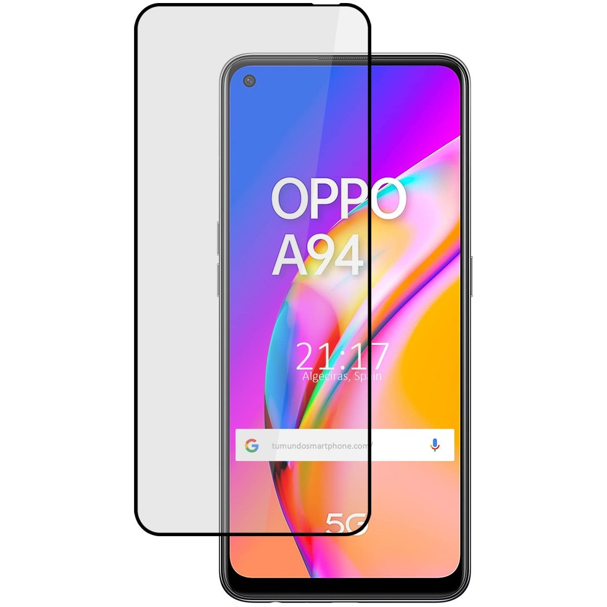 Protector Cristal Templado Completo 5D Full Glue Negro para Oppo A94 5G Vidrio